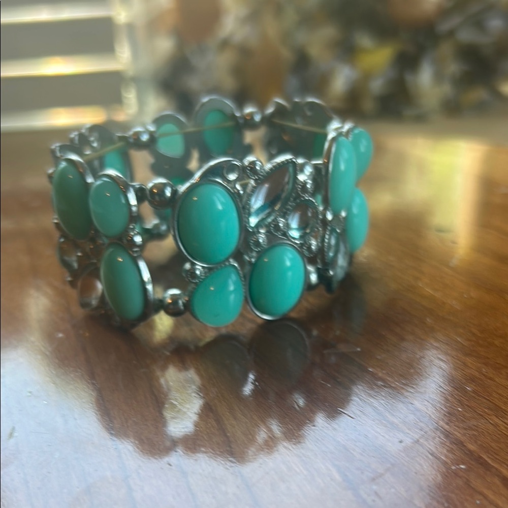Blue and Silver Bohemian Stretch Bracelet